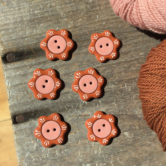 'Floral Darlings' Country Coral Button  1-1/8"