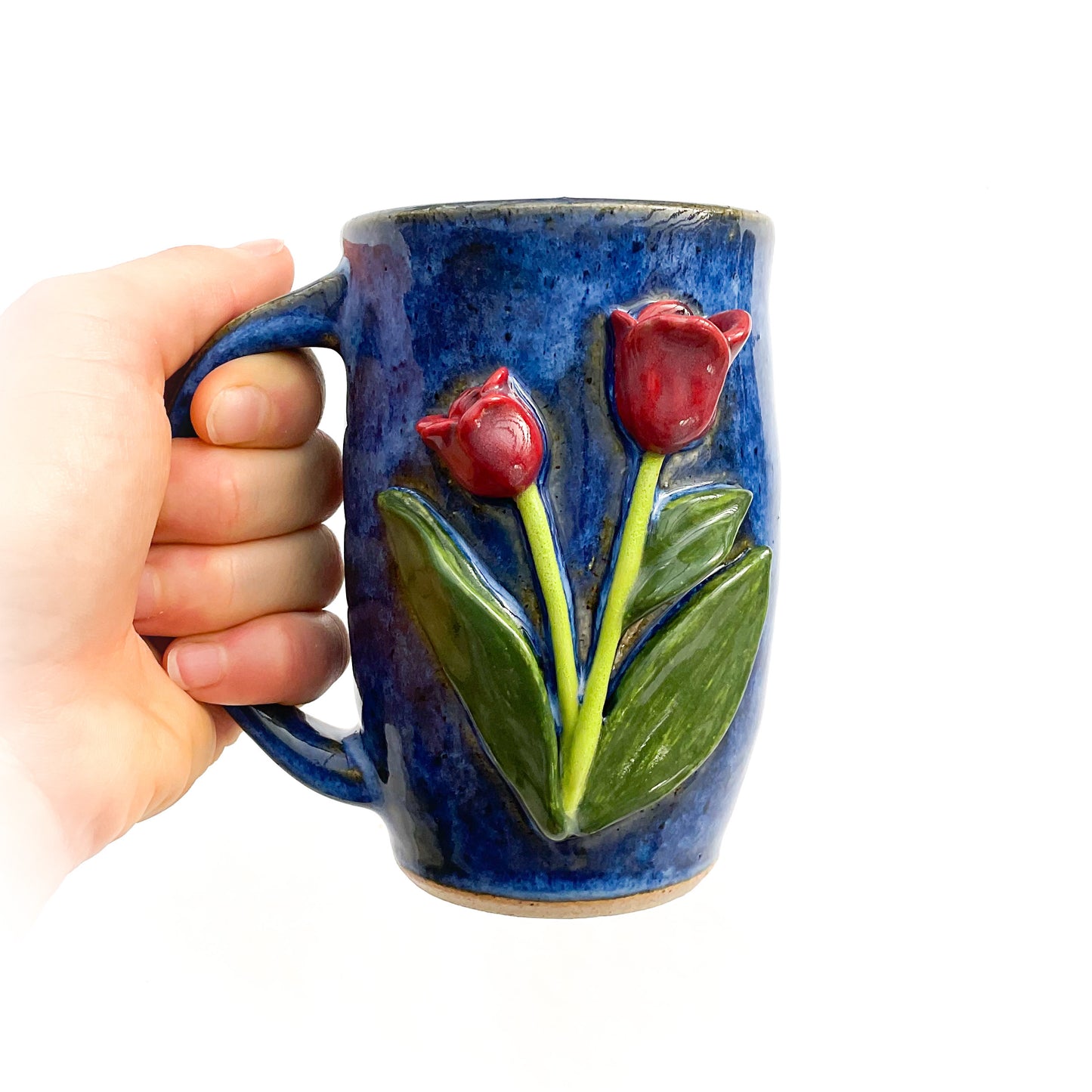 Tulip Hand Sculpted Stoneware Mug   12 oz
