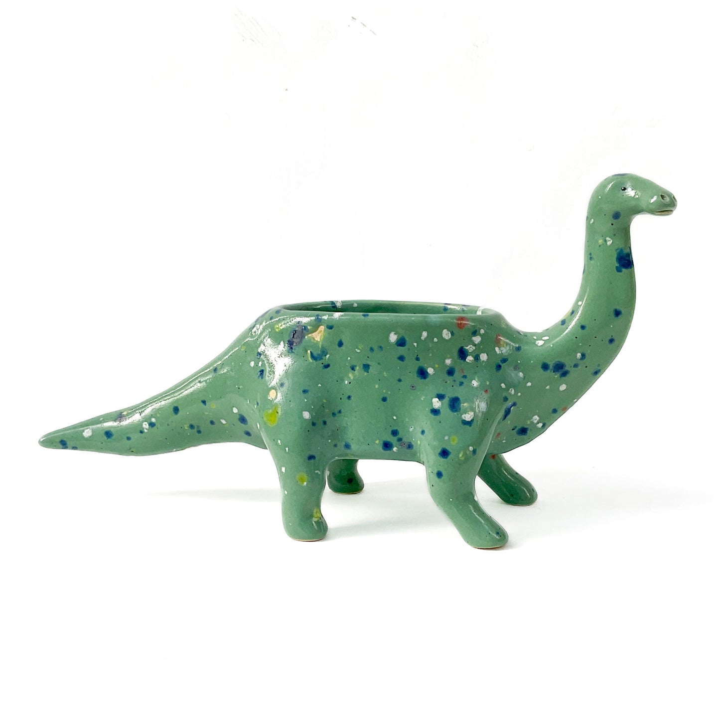 Blue Green Brontosaurus Dinosaur Planter