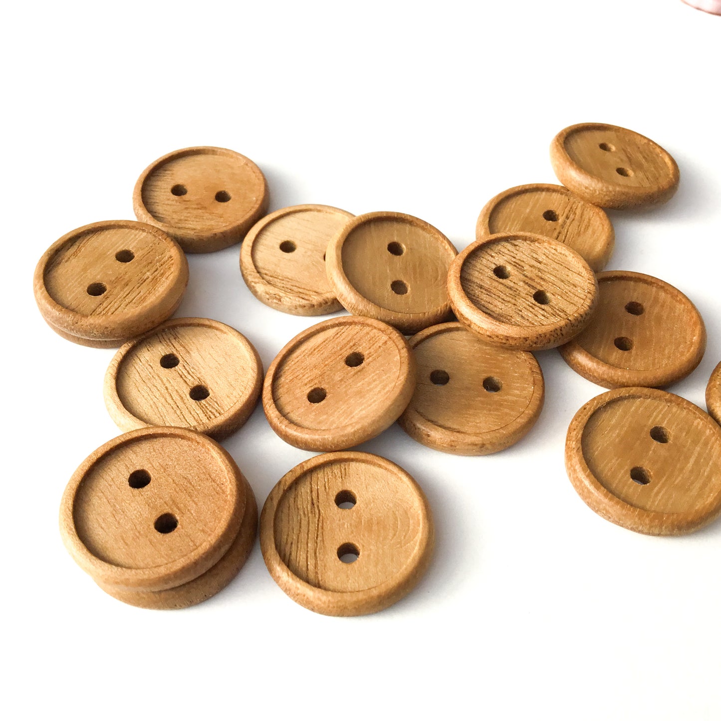 Bead Rim Sassafras Wood Buttons - 3/4”