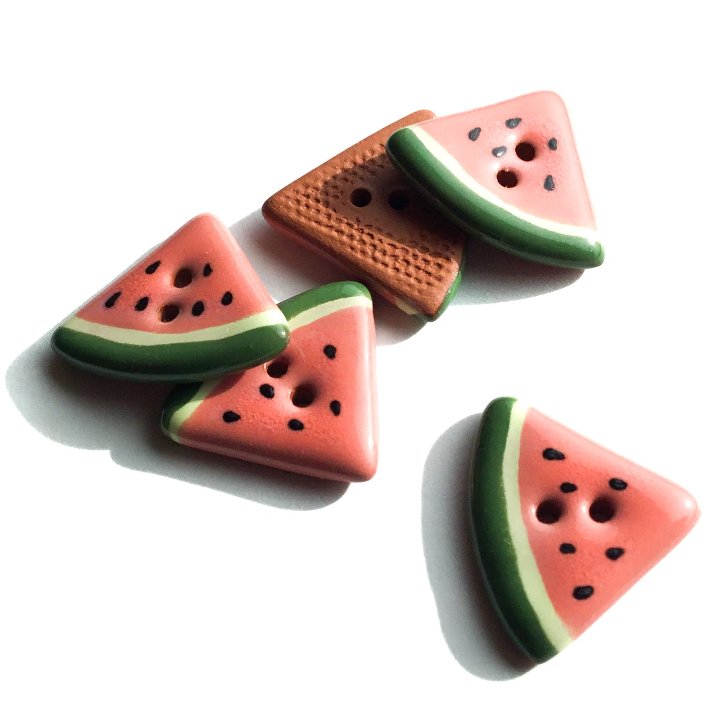 Watermelon Slice Triangular Button  3/4"