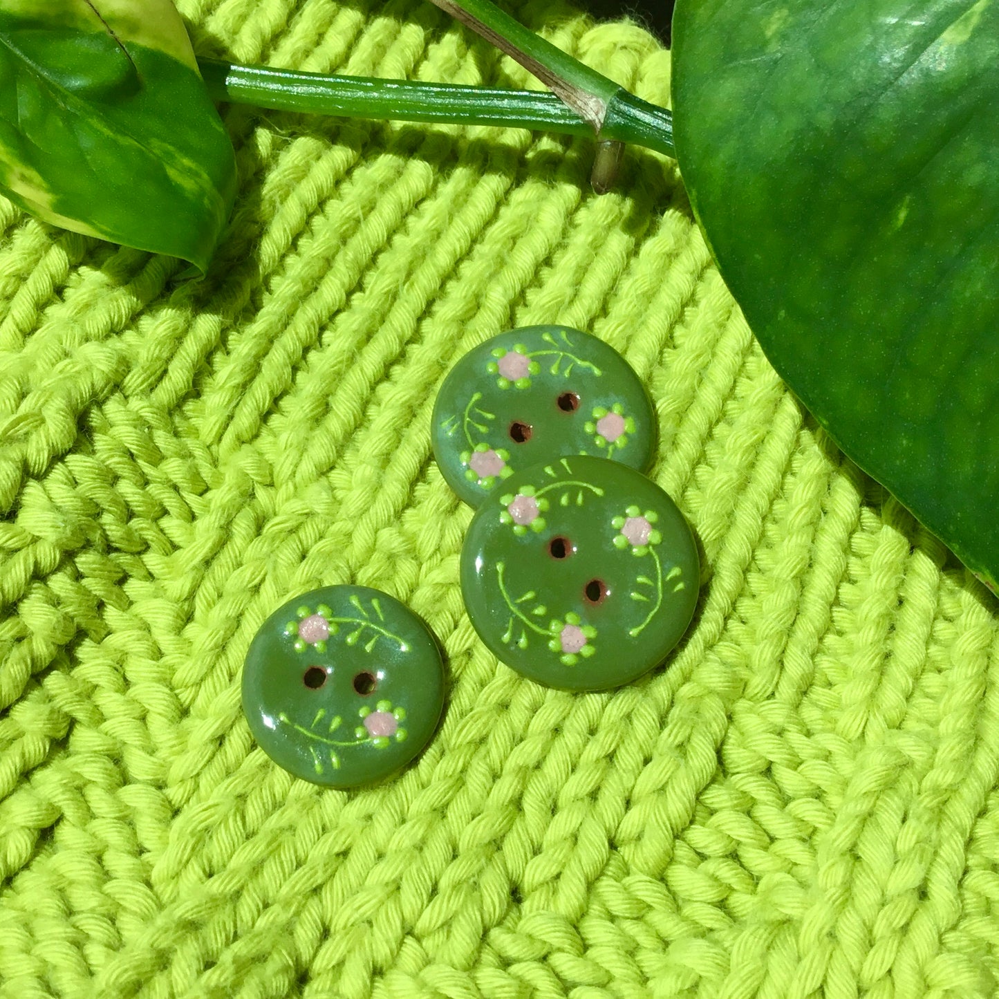 Dancing Flowers Ceramic Button