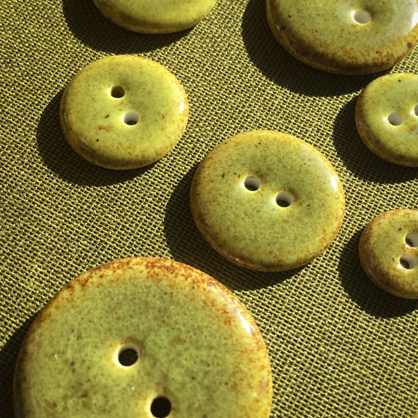 Speckled Olive Porcelain Buttons