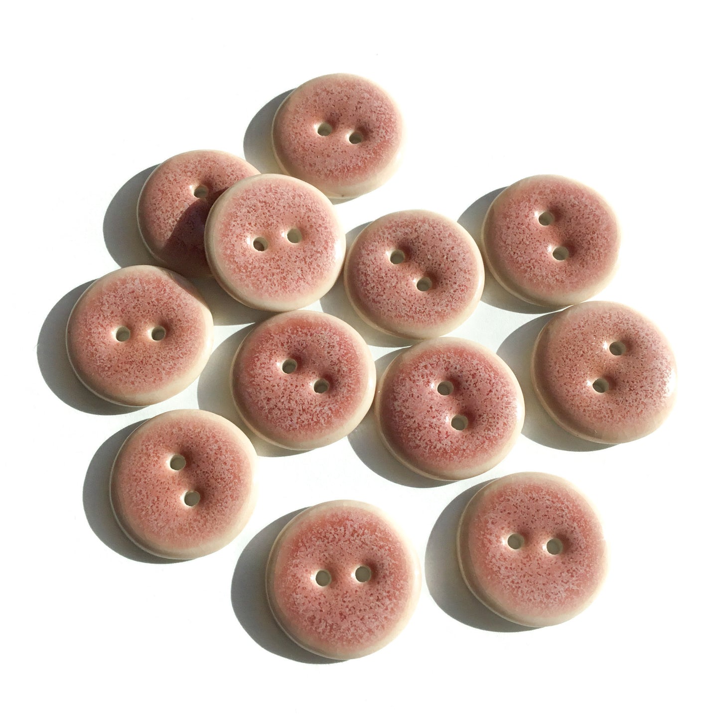 Pink Rhubarb Porcelain Button  7/8"