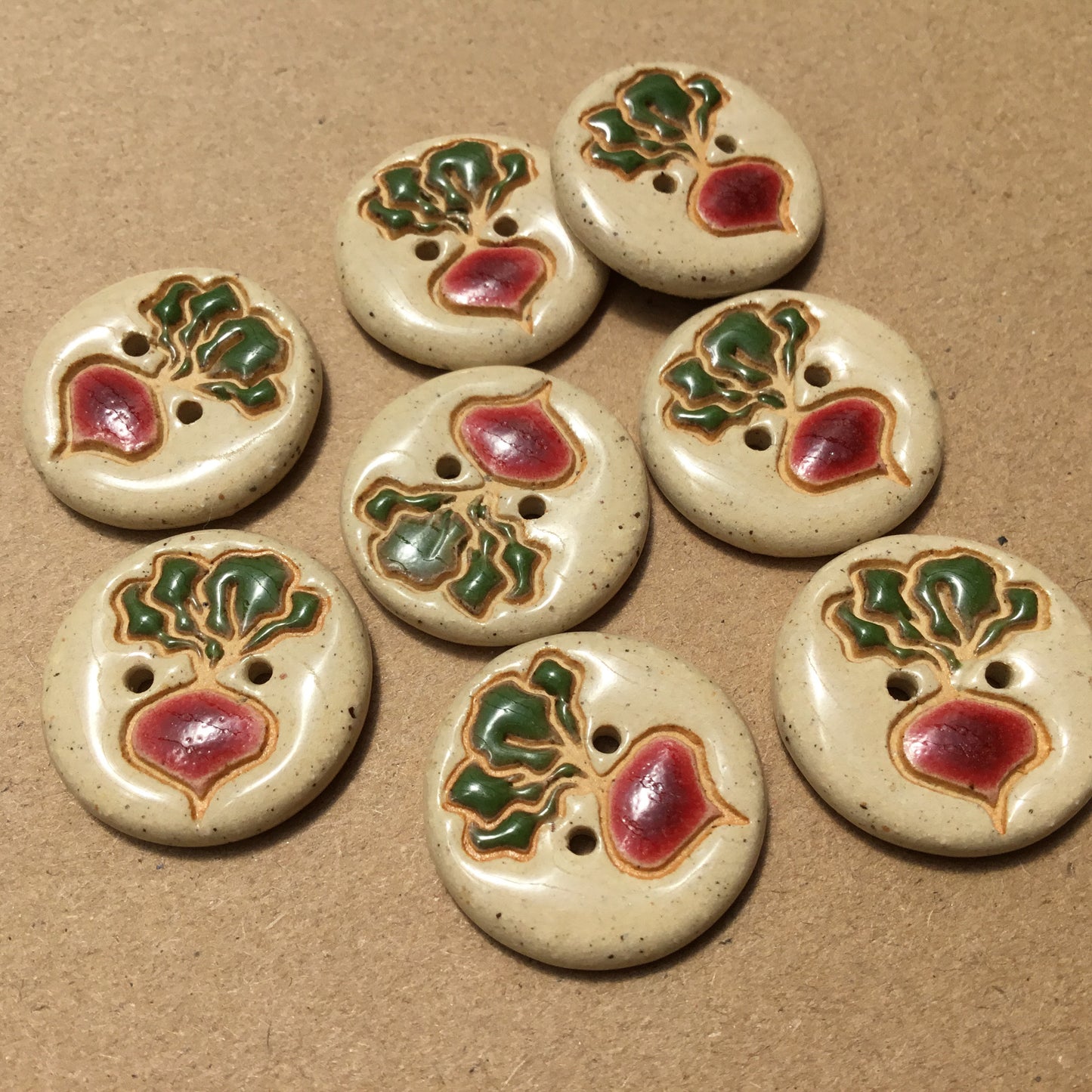Natural Garden Beet Stoneware Button  7/8”