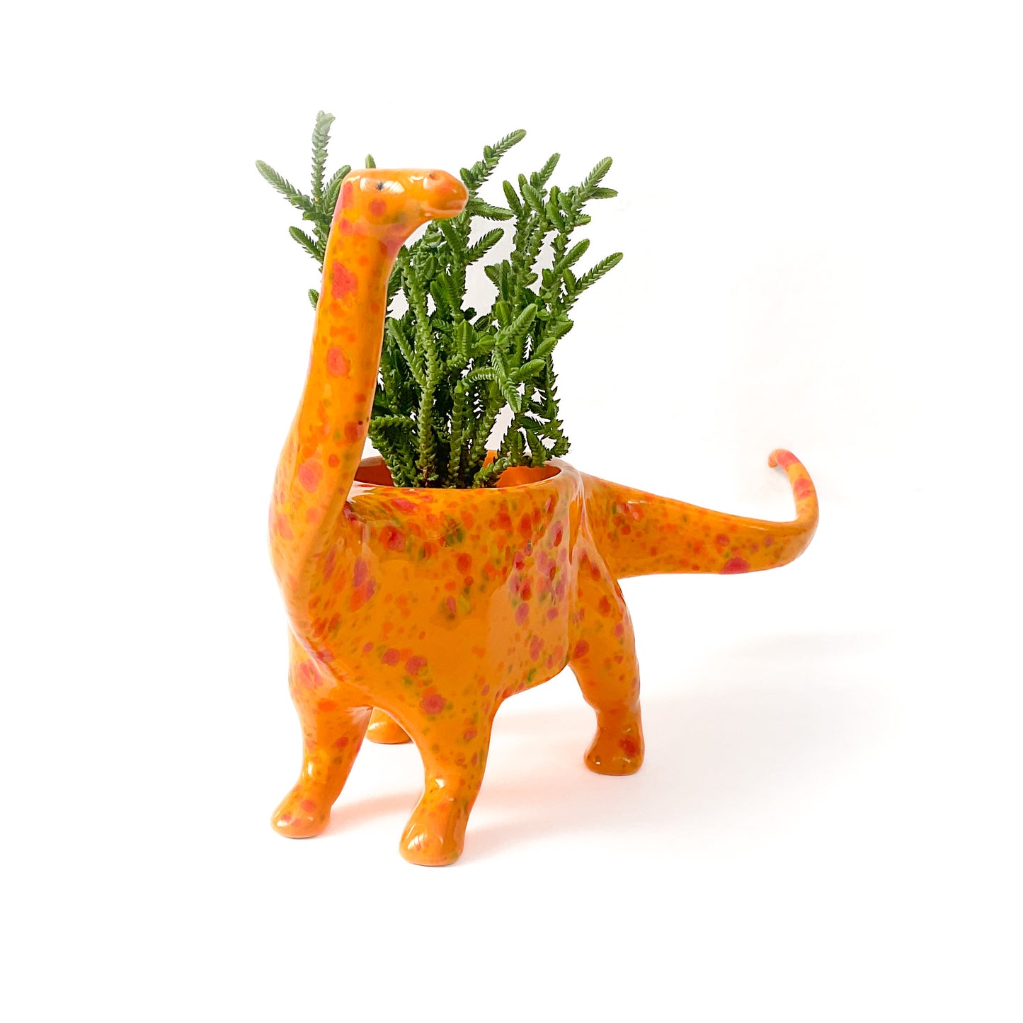 Orange Diplodocus Dinosaur Planter