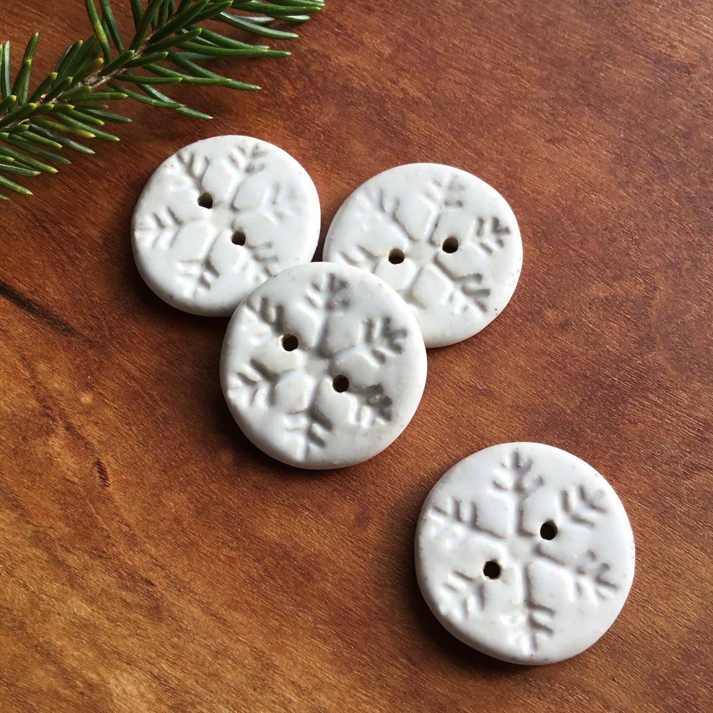 Stoneware Snowflake Button  15/16"