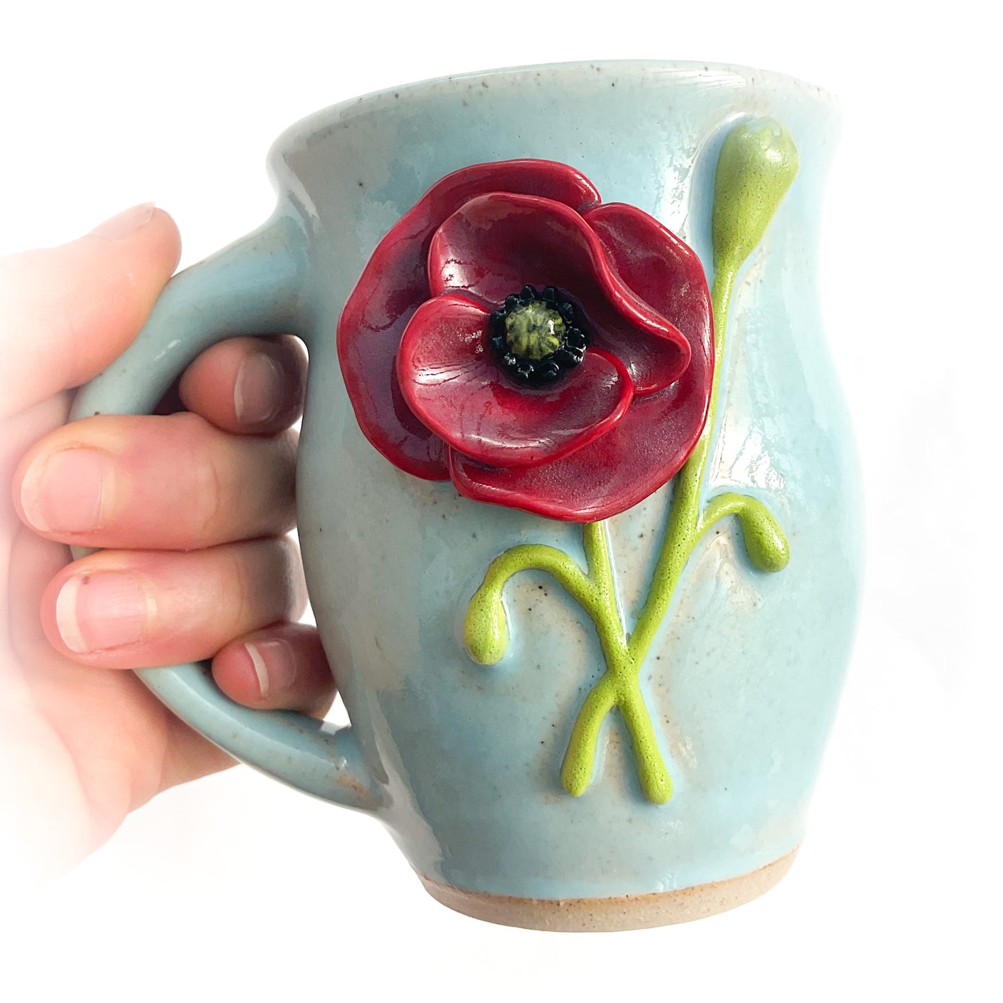 *Discounted* Poppy Hand Sculpted Stoneware Mug 10 oz
