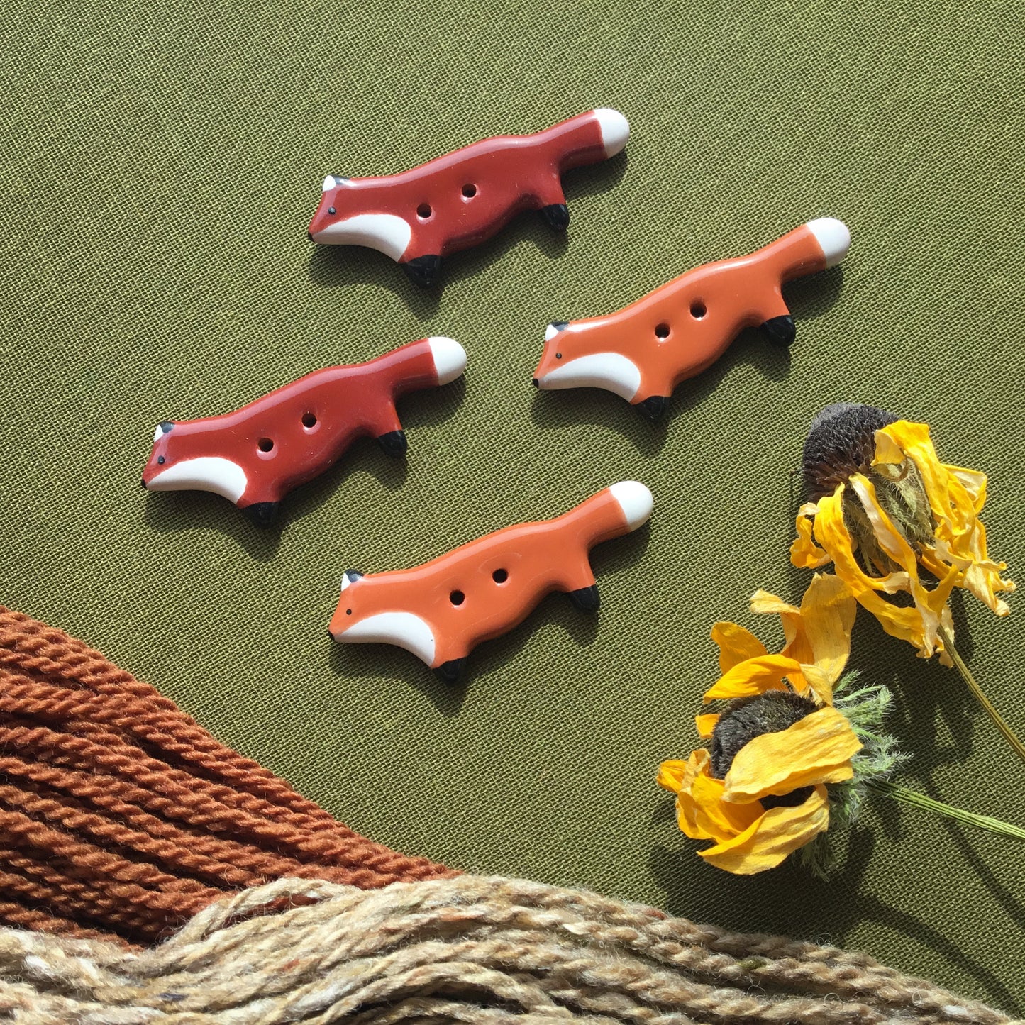 Fox Buttons  3/4" x 1-3/4"