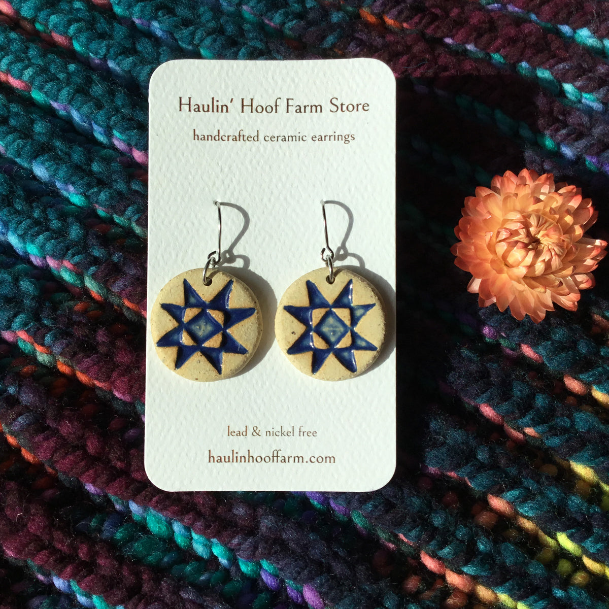 Rustic Ohio Star Stoneware Earrings