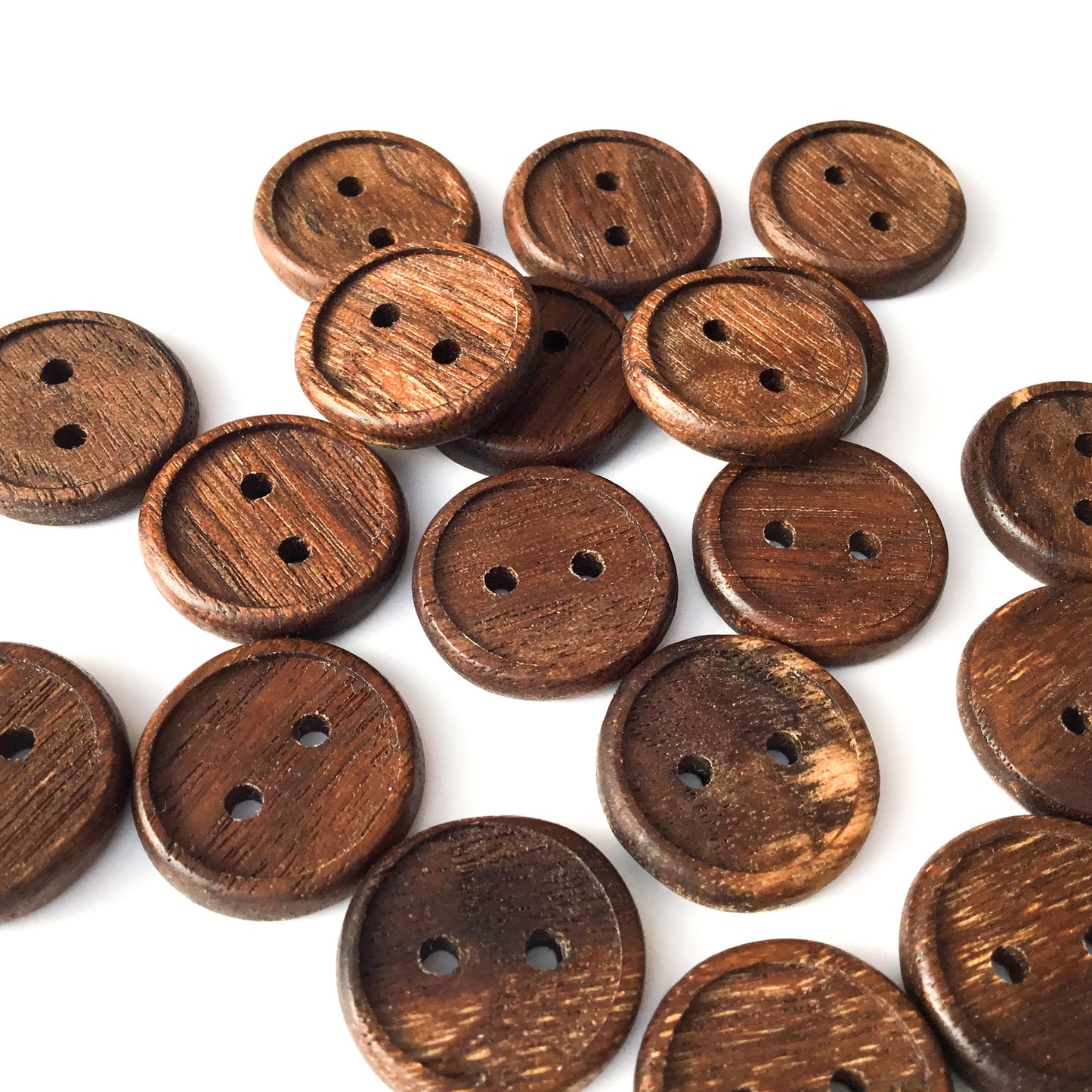 Bead Rim Black Walnut Wood Buttons - 3/4”