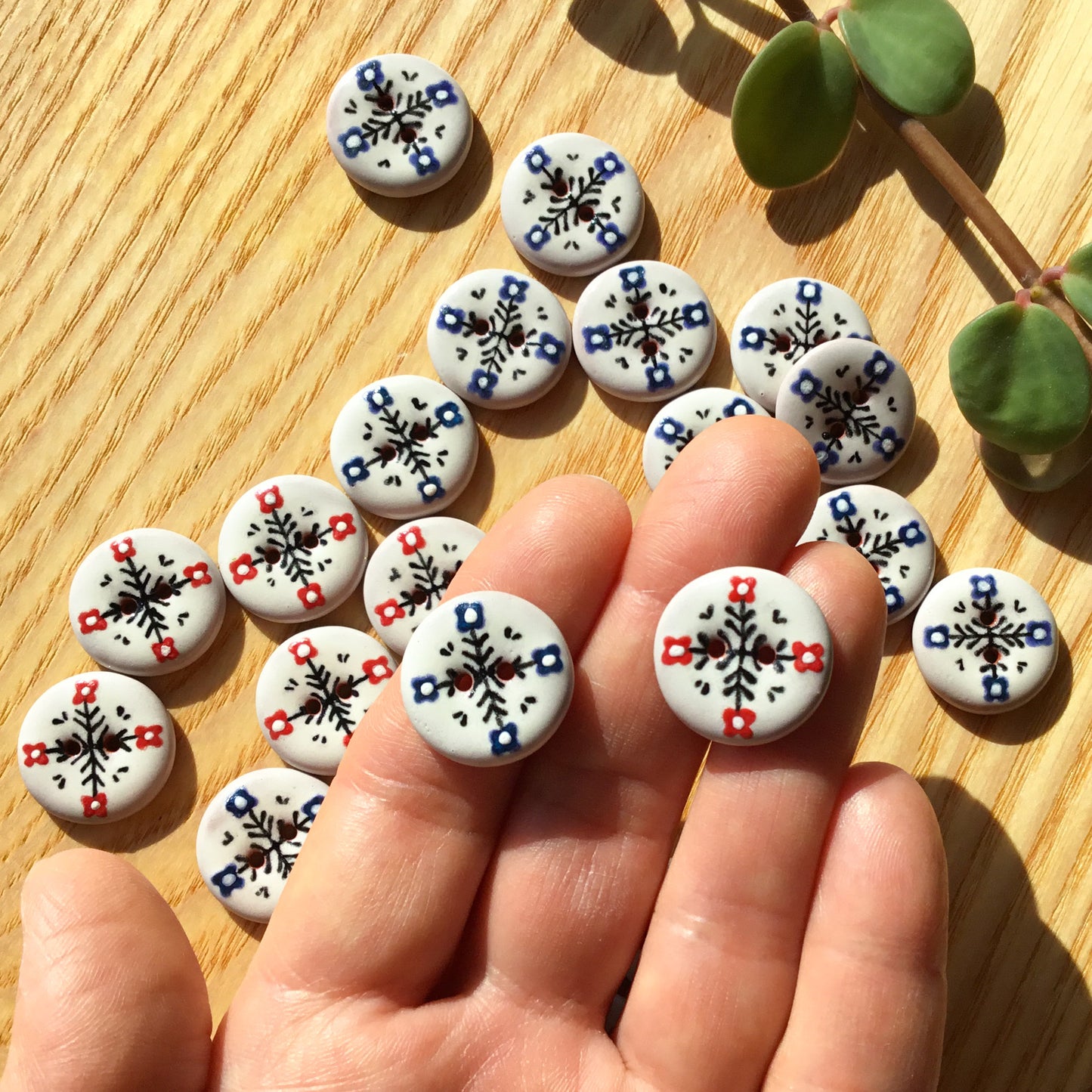 ‘Nordic Garden’ Ceramic Button  3/4"