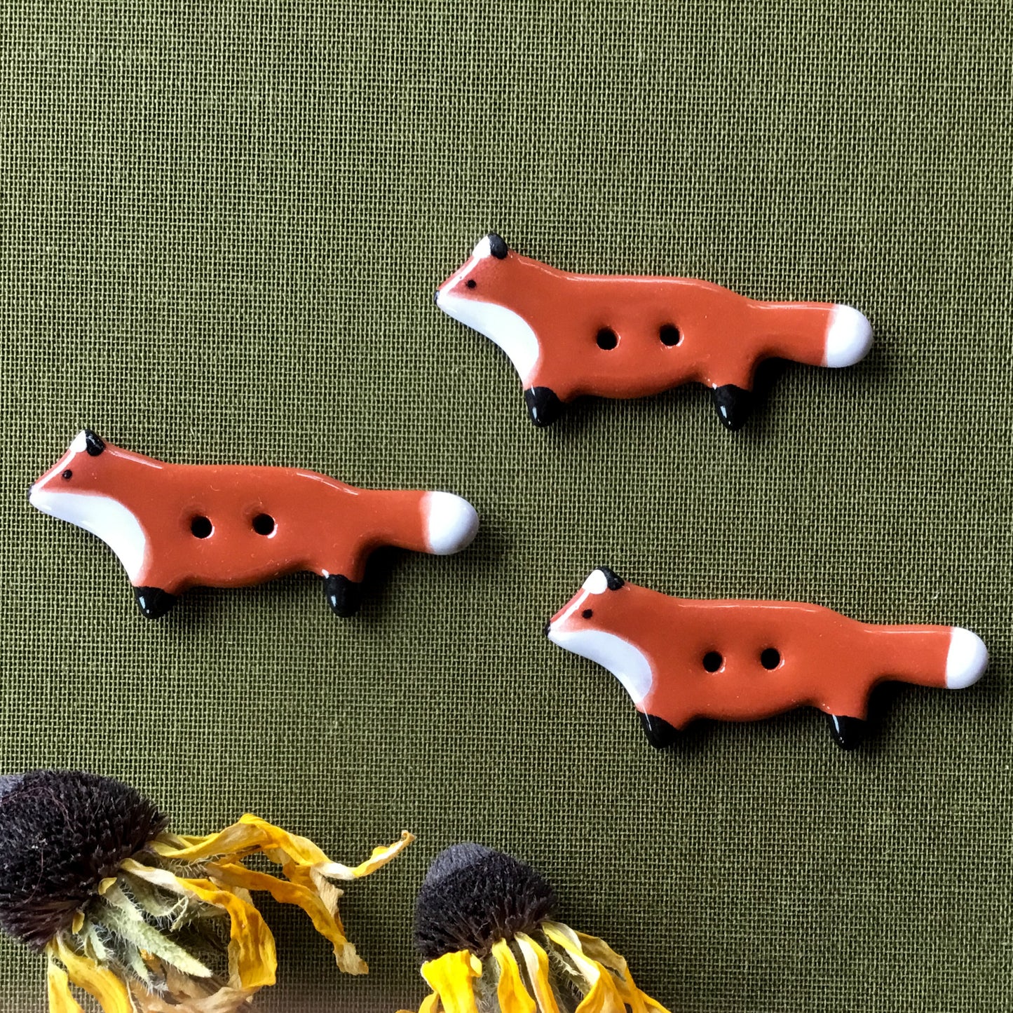 Red Fox Buttons  3/4" x 1-3/4"