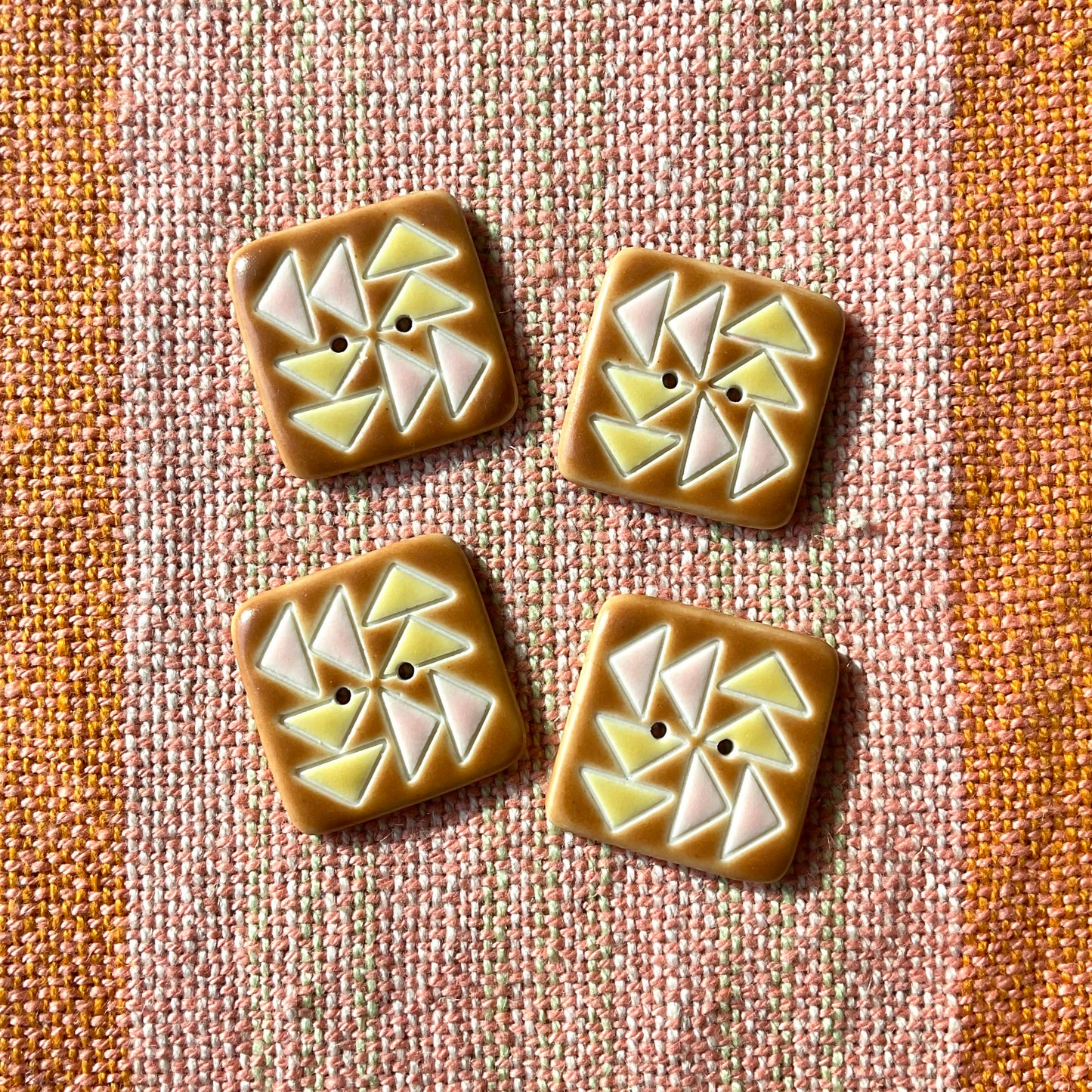 Porcelain Flying Geese Quilt Button 1”