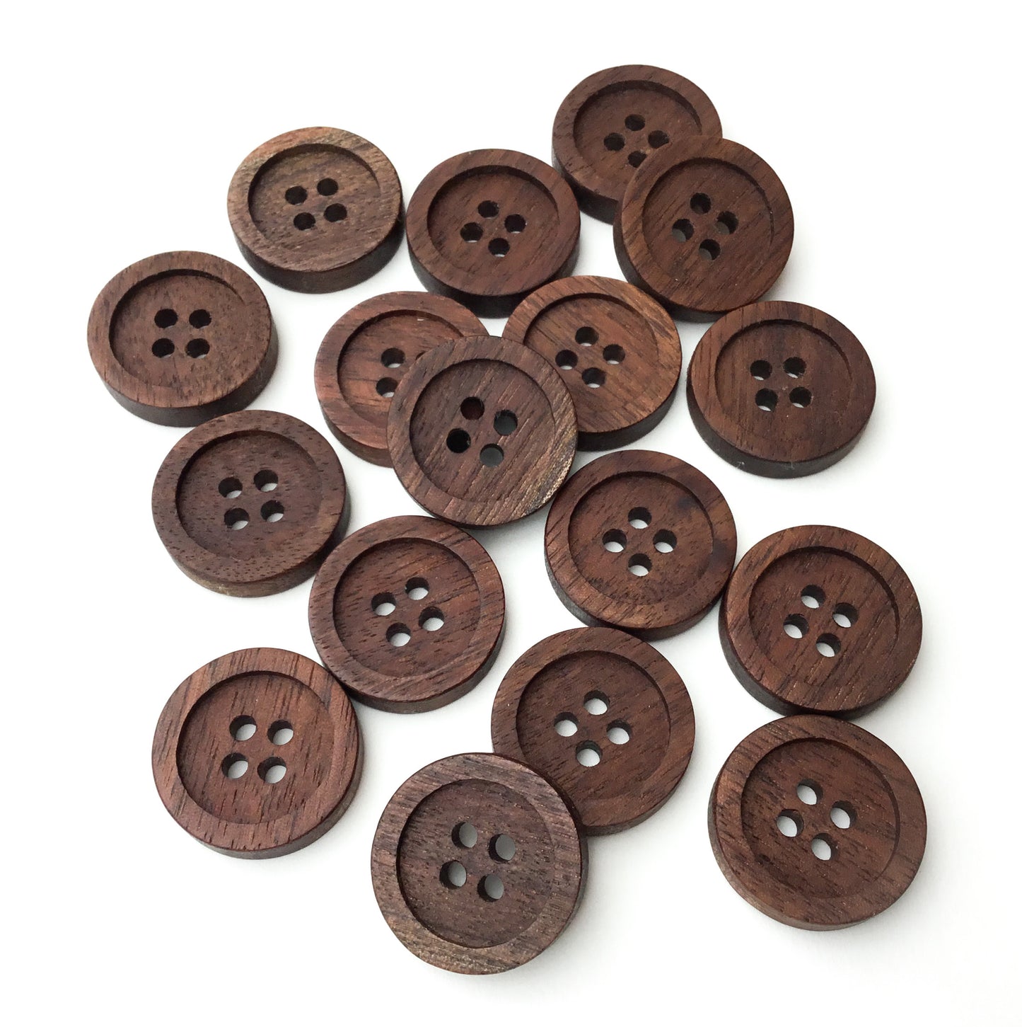 Four Hole Inset Button - Black Walnut Wood - 4 sizes