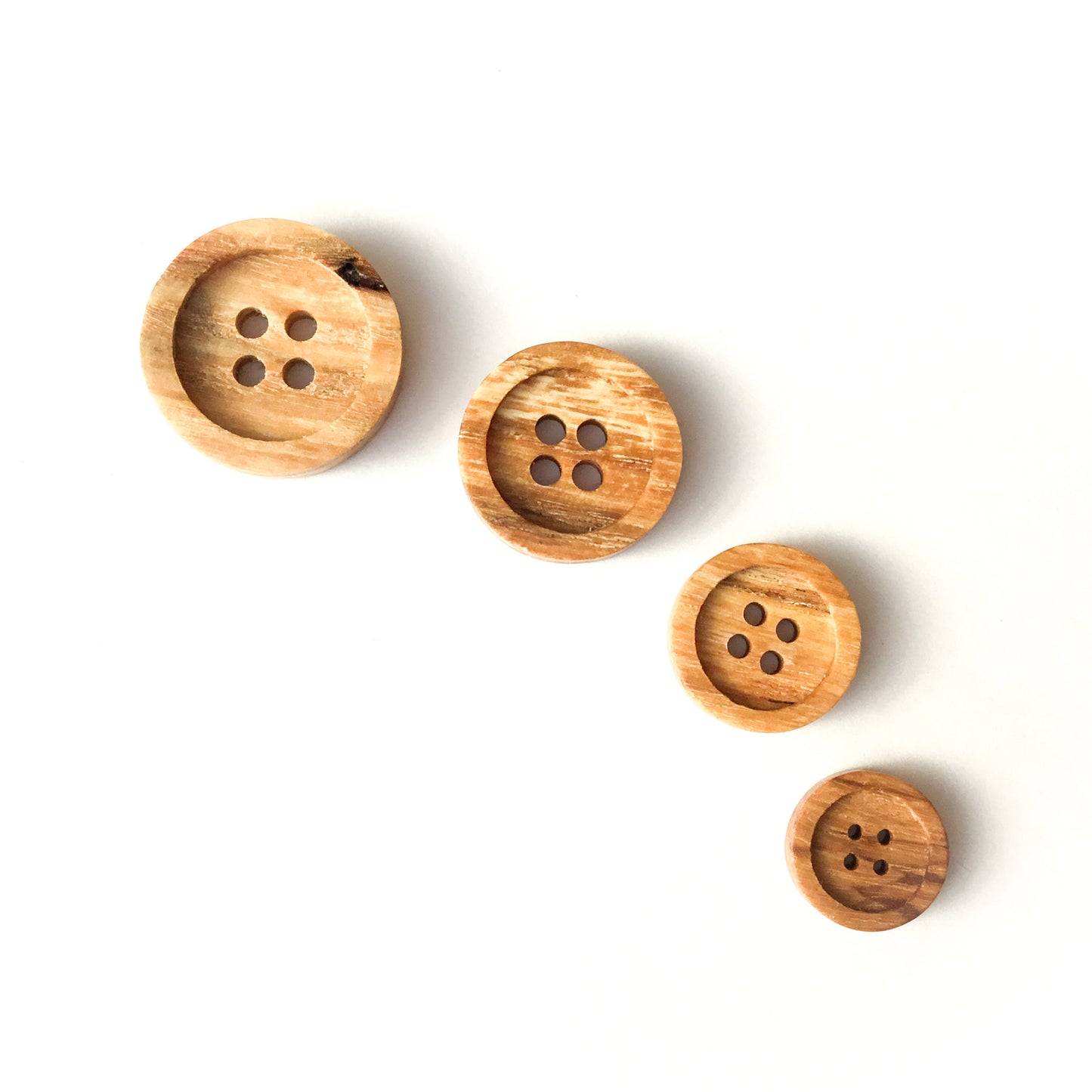 Four Hole Inset Button - Spalted Ash Wood  - 4 sizes