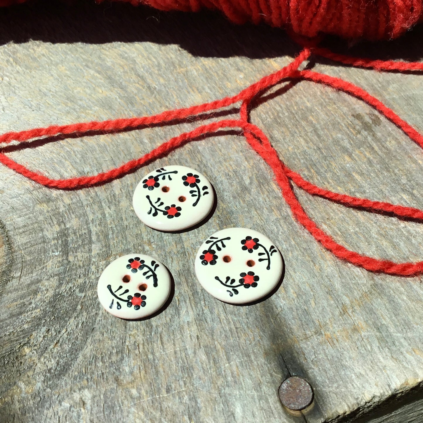 Dancing Flowers Ceramic Button