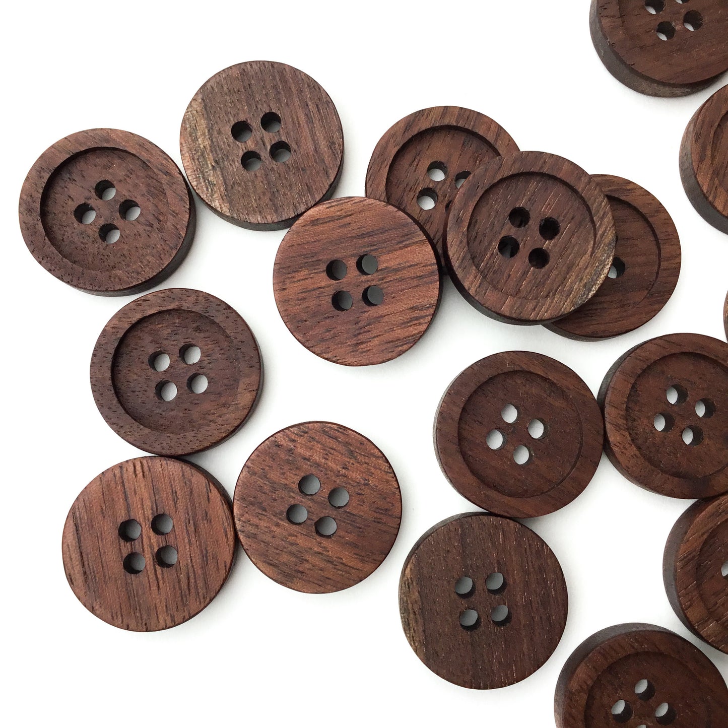 Four Hole Inset Button - Black Walnut Wood - 4 sizes