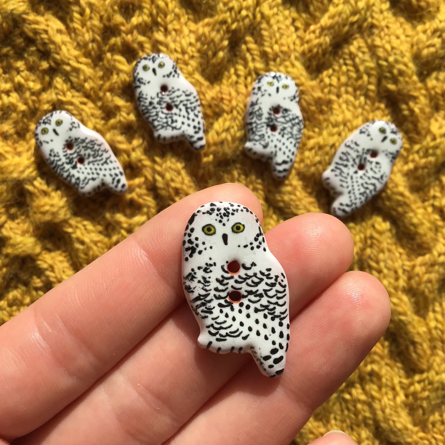 Ceramic Owl Buttons 11/16" x 1-1/4”