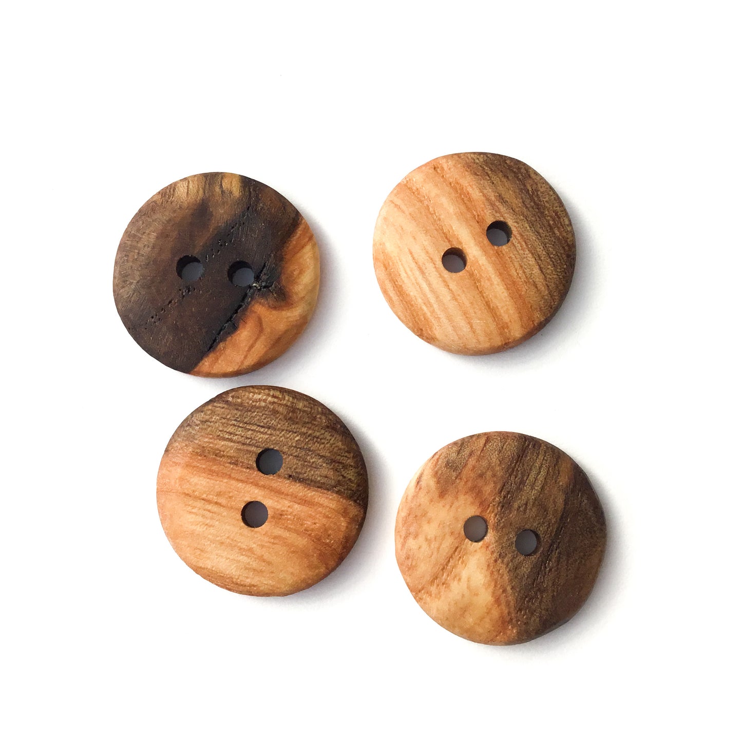 Two-toned Ash Wood Buttons  1"  4 pack