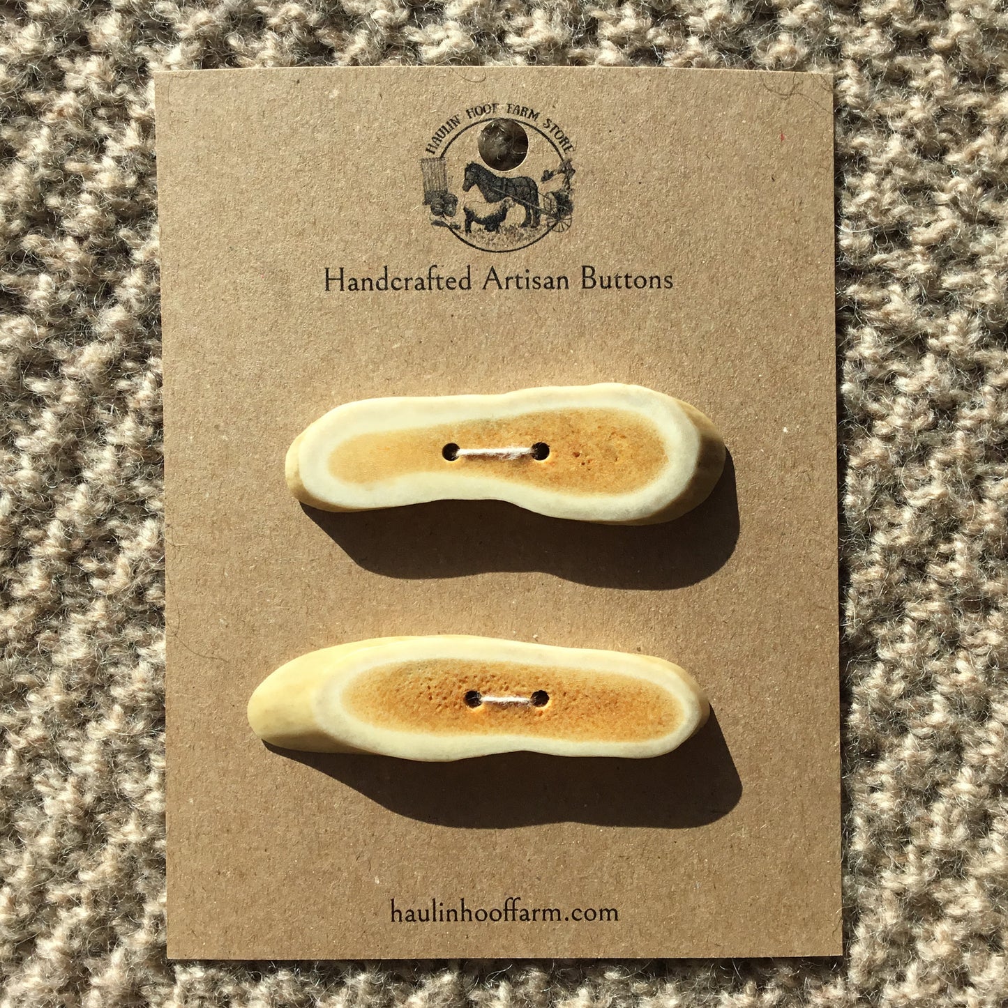 Polished Deer Antler Shed Buttons  2-3/4" x 13/16"  2-Pack