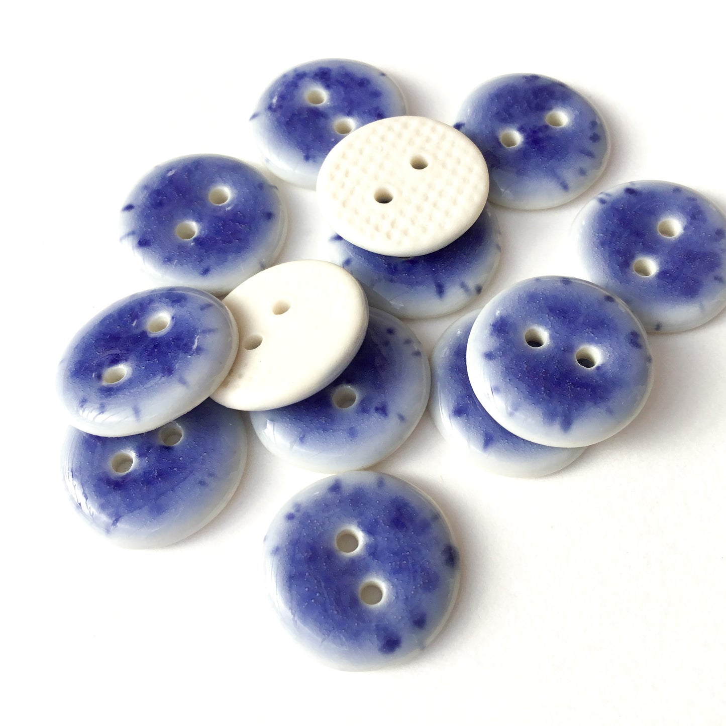 Speckled Indigo Blue Porcelain Buttons   11/16”