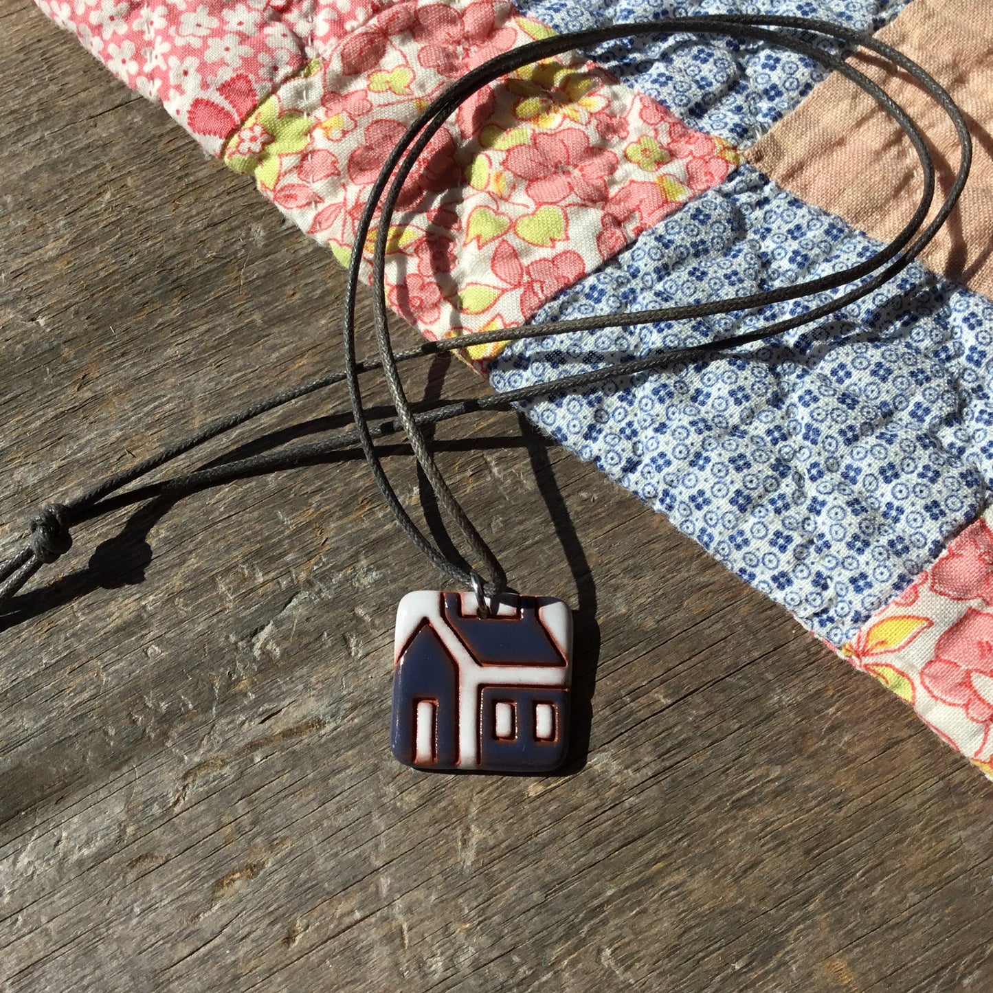 House Quilt Necklace