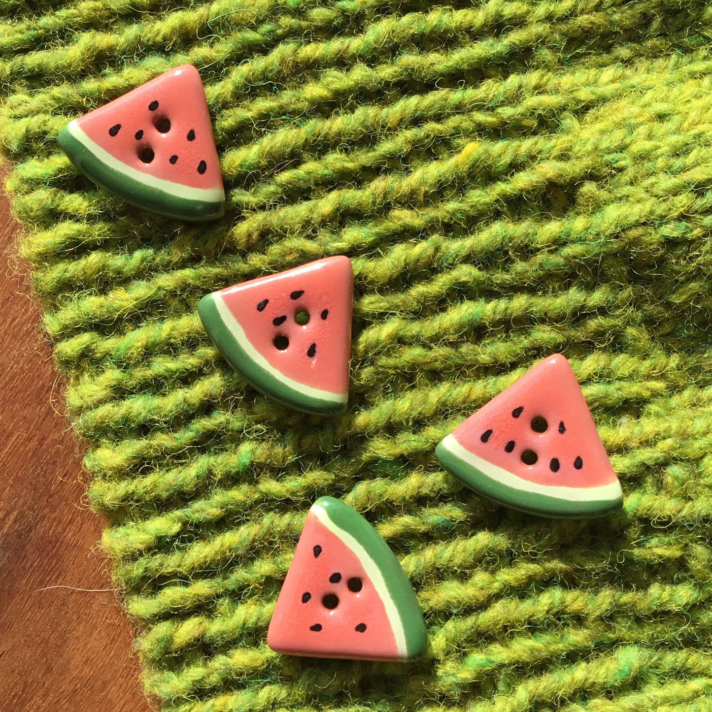 Watermelon Slice Triangular Button  3/4"