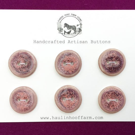 'Magenta Sky' Purple & Pink Porcelain Buttons  1" 6-Pack