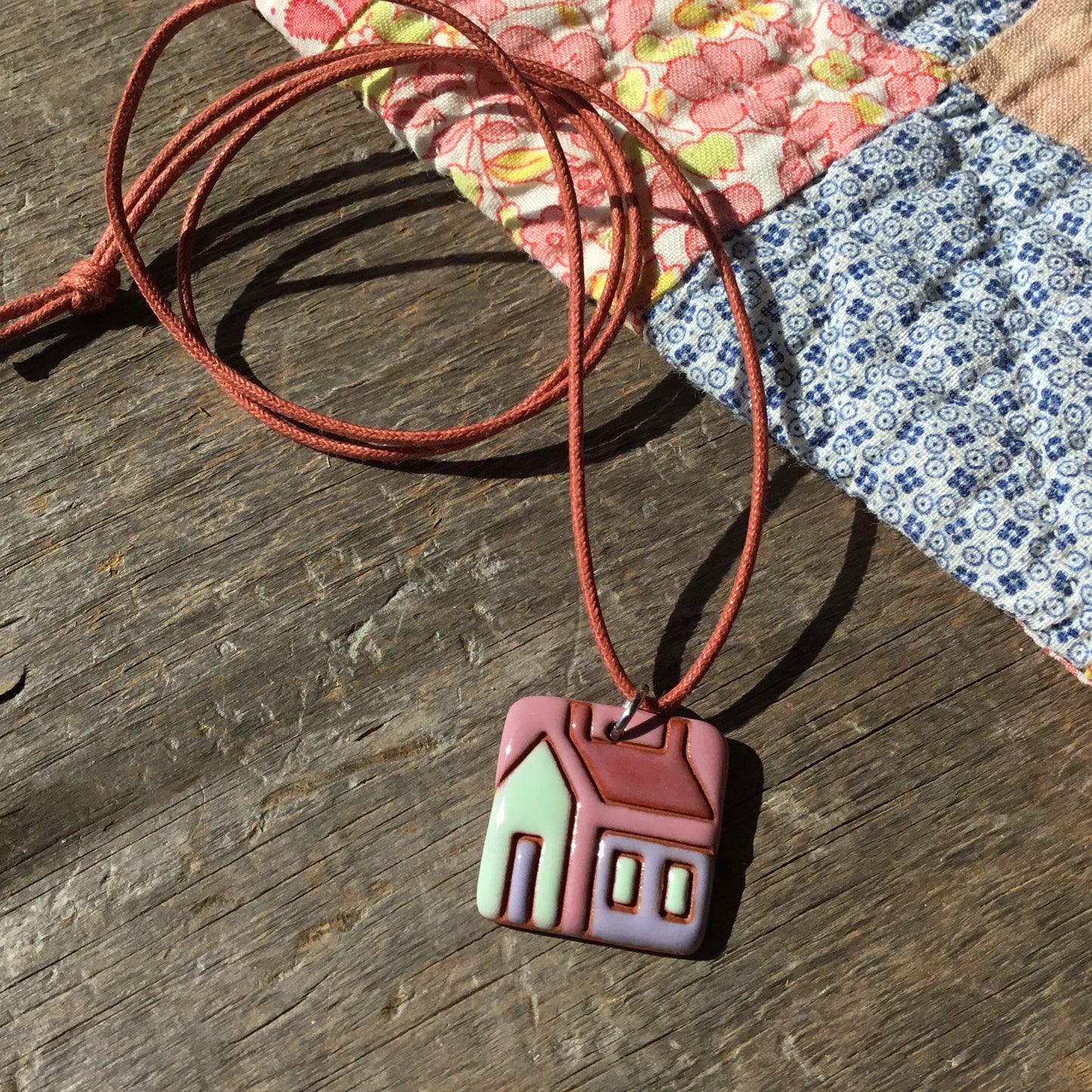 House Quilt Necklace