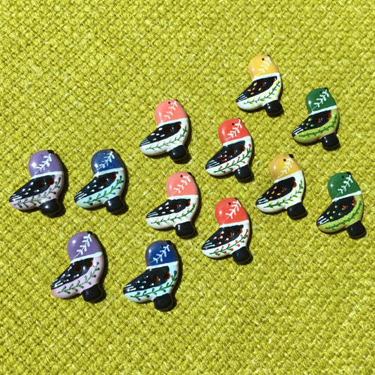 Ceramic Folk Bird Buttons  3/4" x 7/8"