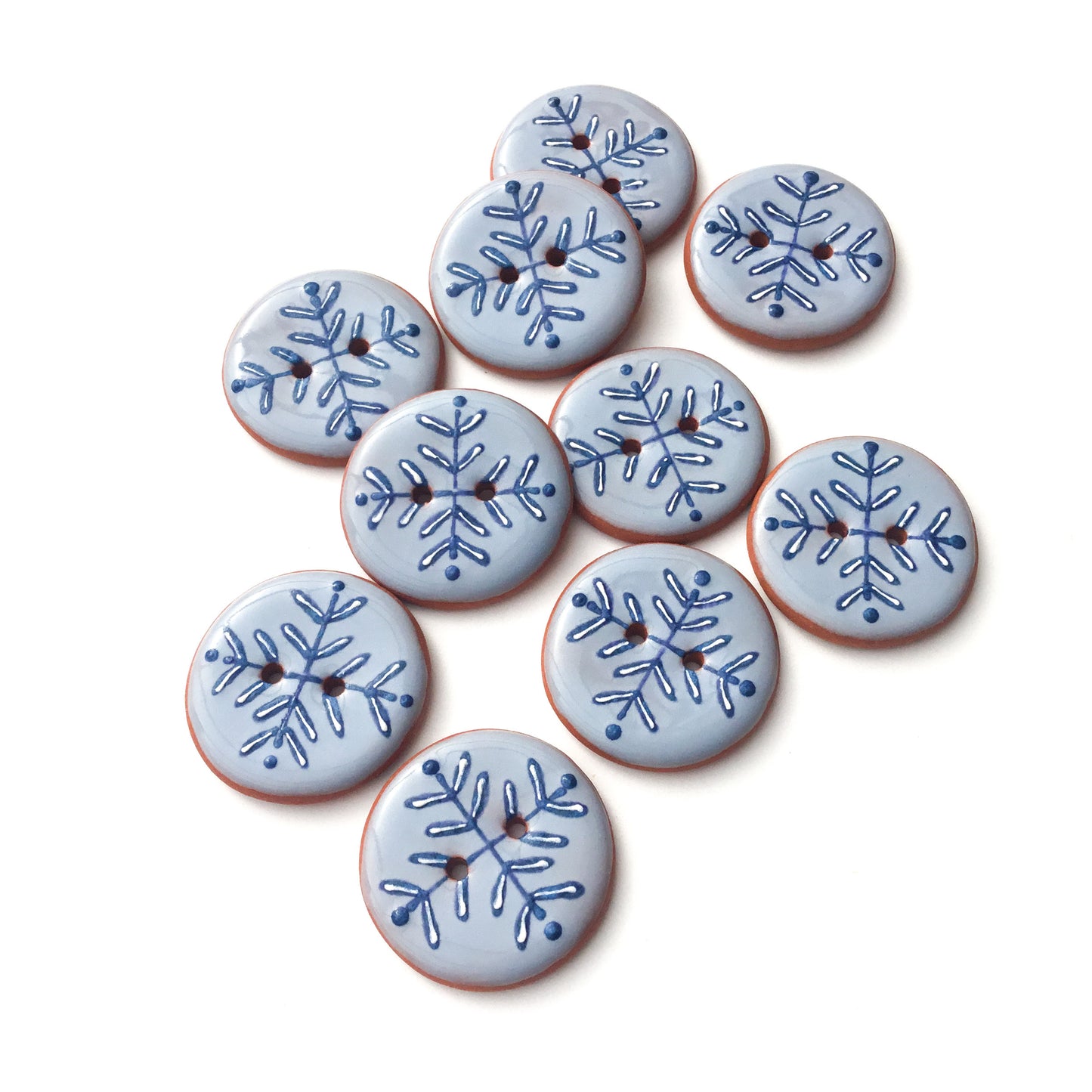 ‘Wintery Blues’ Bud & Vine Ceramic Button  1-1/16"