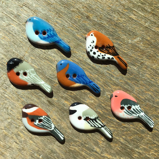 Ceramic Perching Songbird Button 1/2” x 1-1/8"
