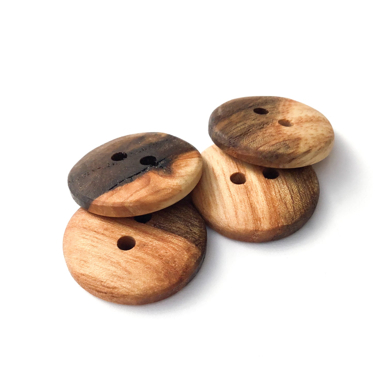 Two-toned Ash Wood Buttons  1"  4 pack