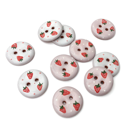 'Strawberry Shake' Ceramic Button  3/4"