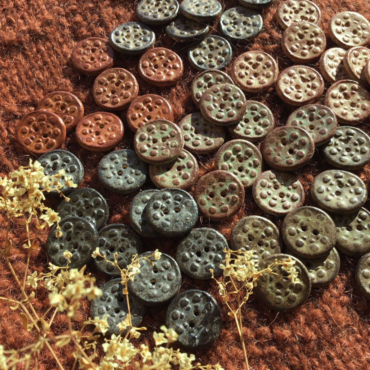 Shino 'Aster' Stoneware Buttons  13/16"
