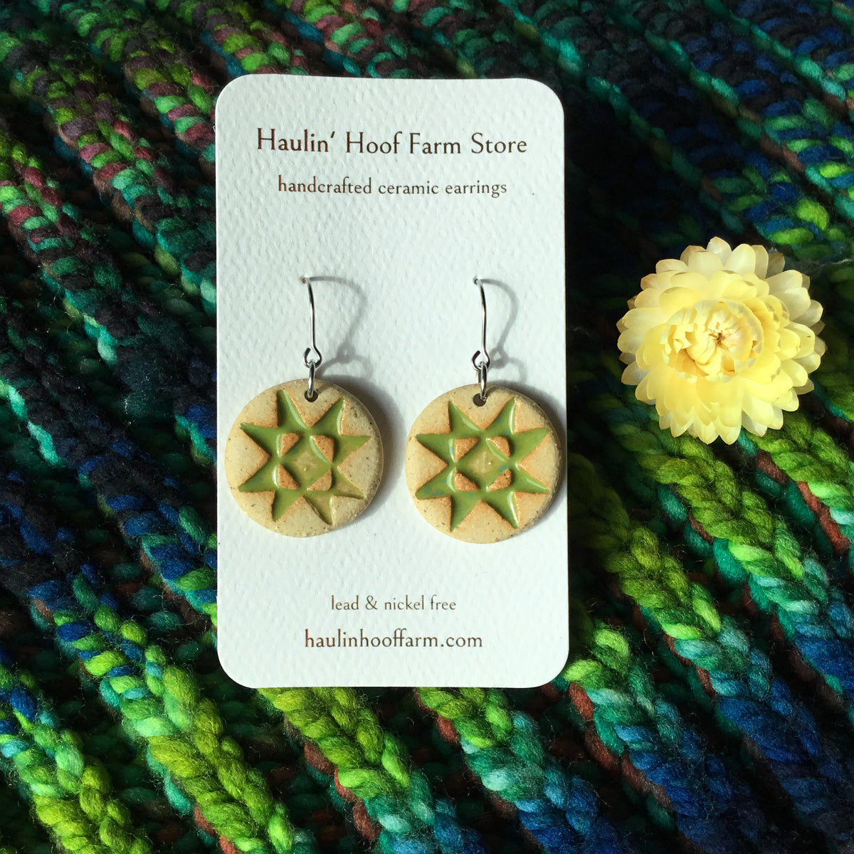 Rustic Ohio Star Stoneware Earrings