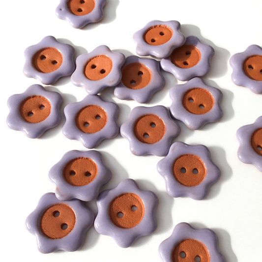 LOOPSIE DAISY Red Clay Button 'Lavender' 7/8”