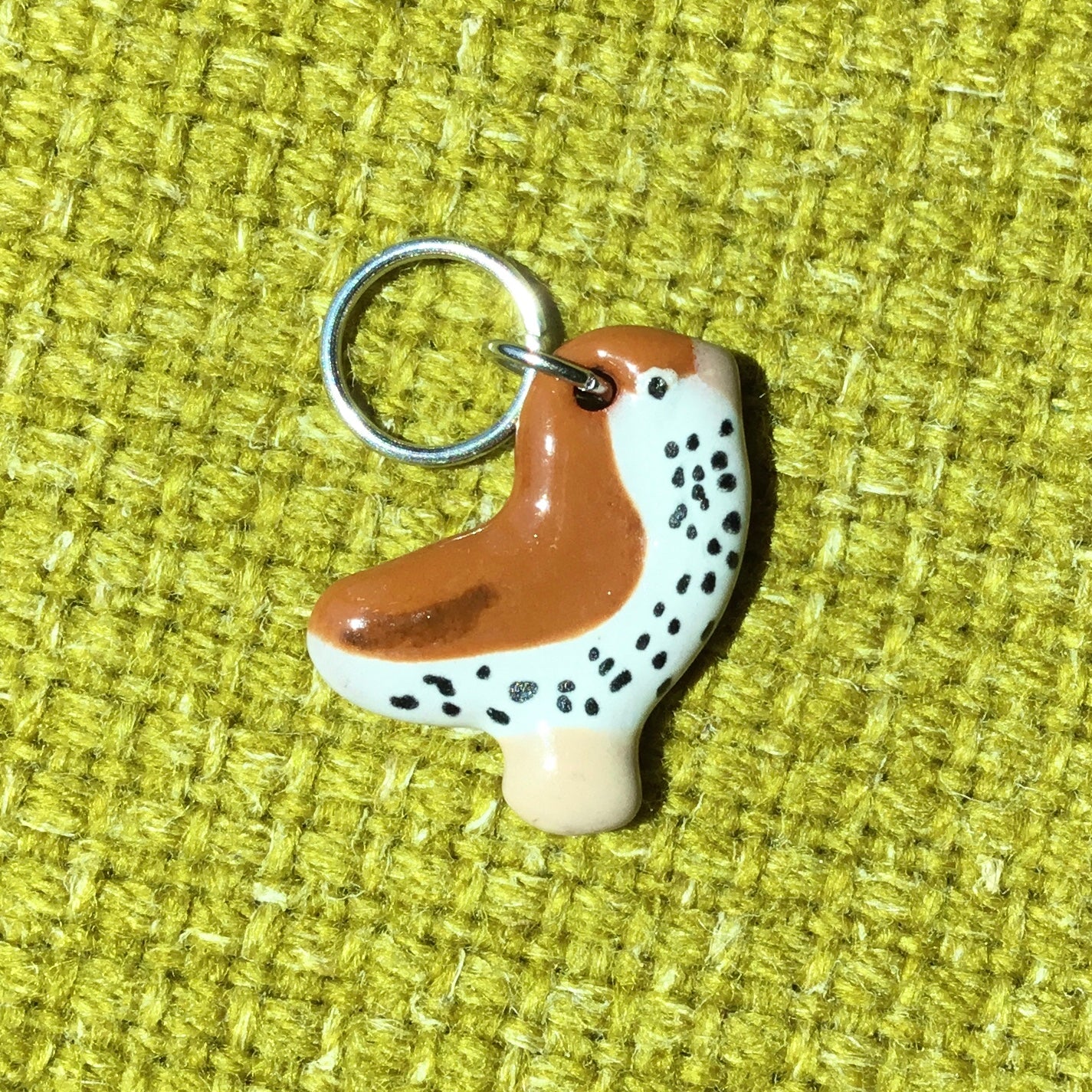 Ceramic Bird Stitch Marker  3/4" x 7/8"