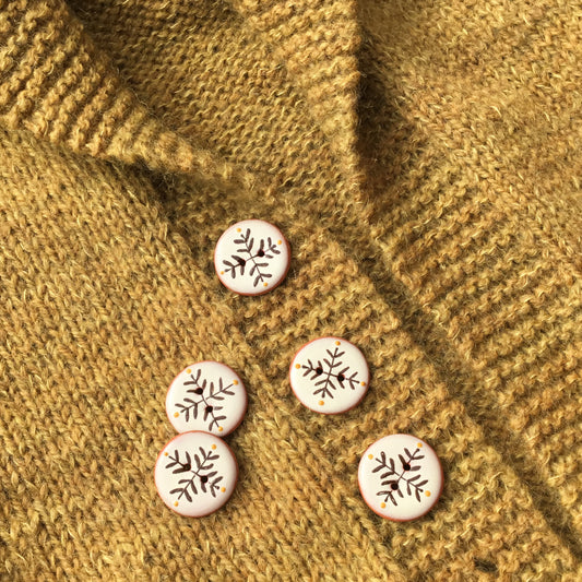 Woodsy ‘Bud & Vine’ Ceramic Button  1-1/16"