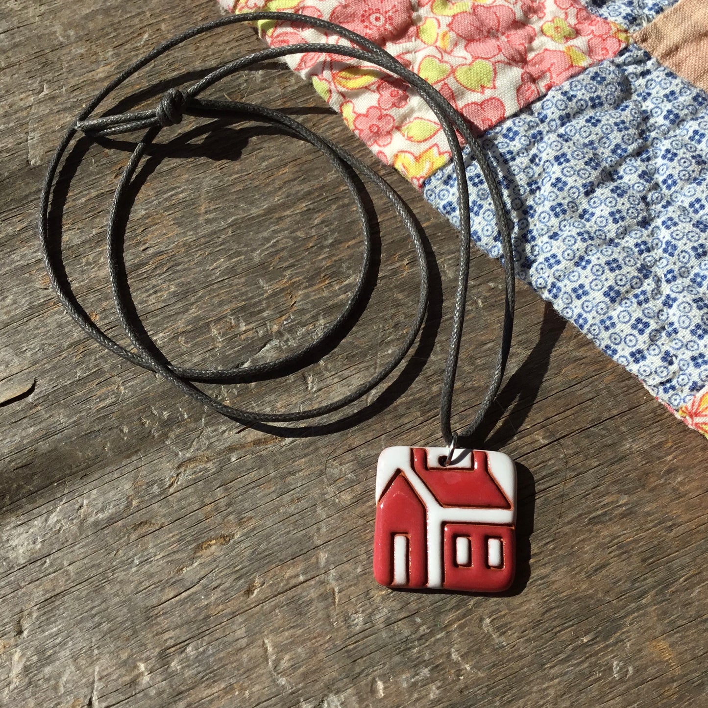 House Quilt Necklace