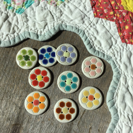 ‘Grandma’s Flower Garden’ Porcelain Button 1"