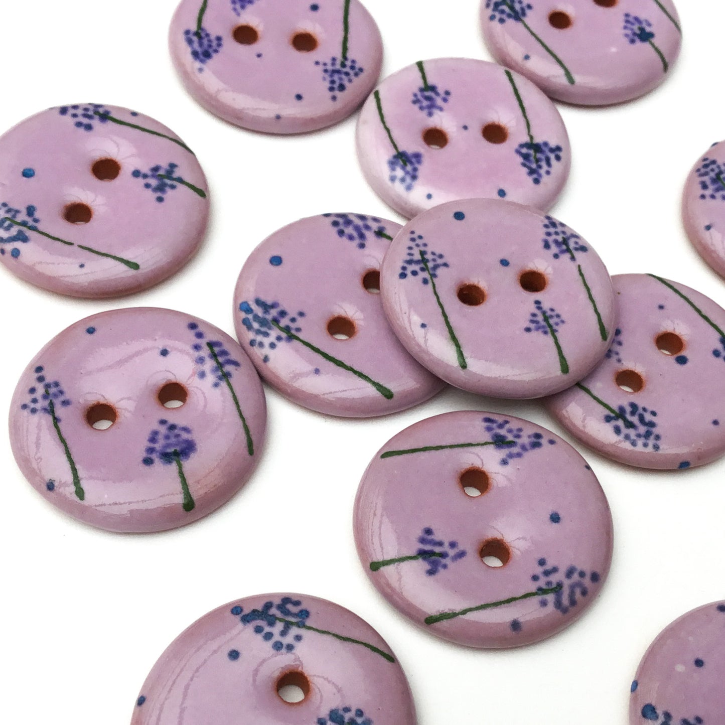 'Elsie Blue' Purple Ceramic Button  3/4"