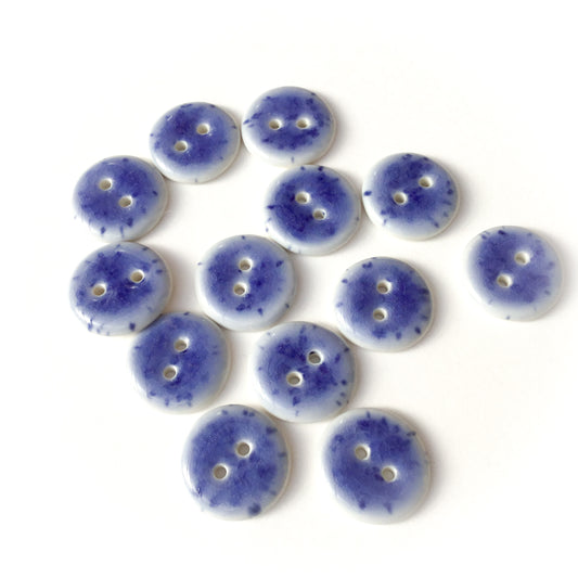 Speckled Indigo Blue Porcelain Buttons   11/16”