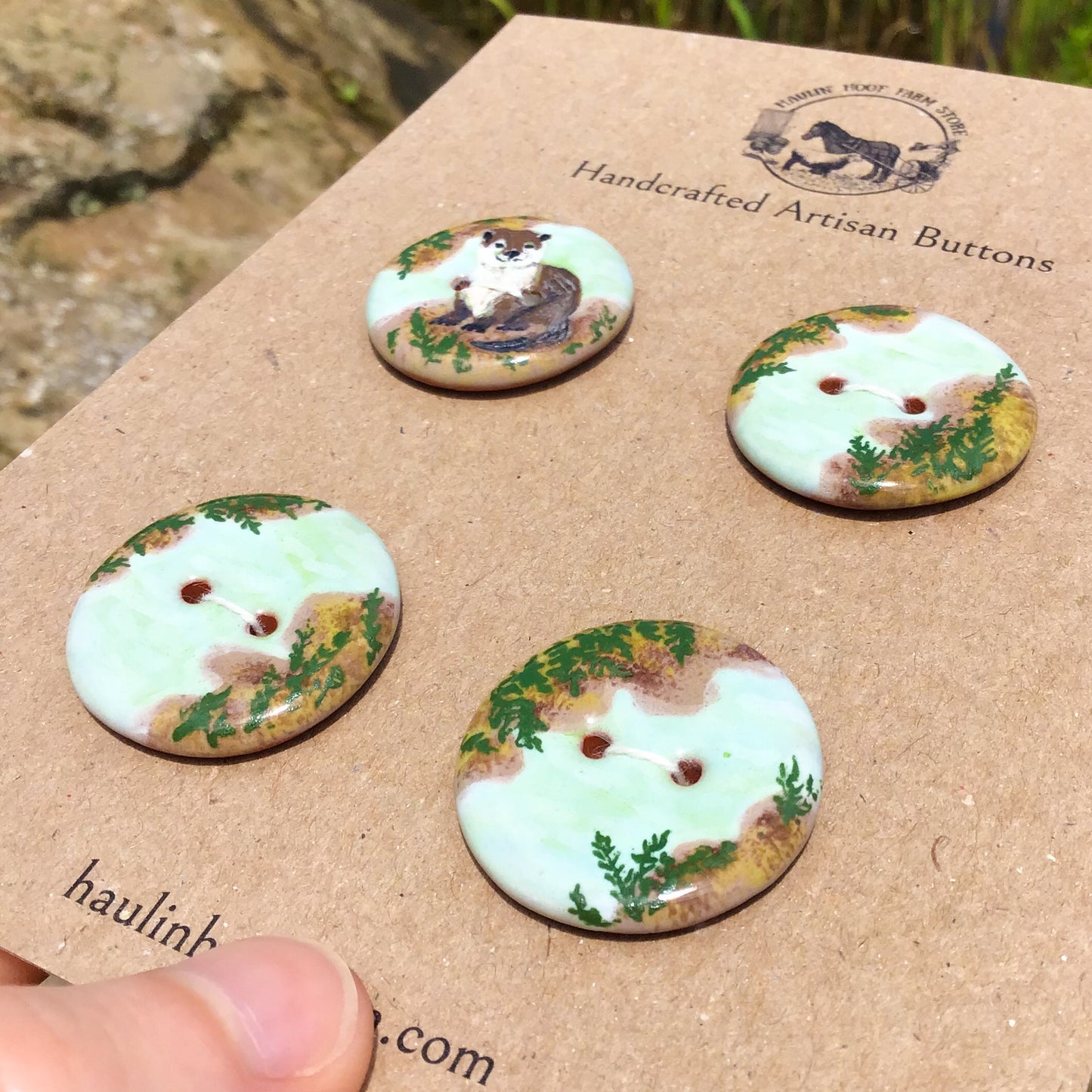 ‘Riverbank Otter’ 1-1/16” one-of-a-kind 4-pack