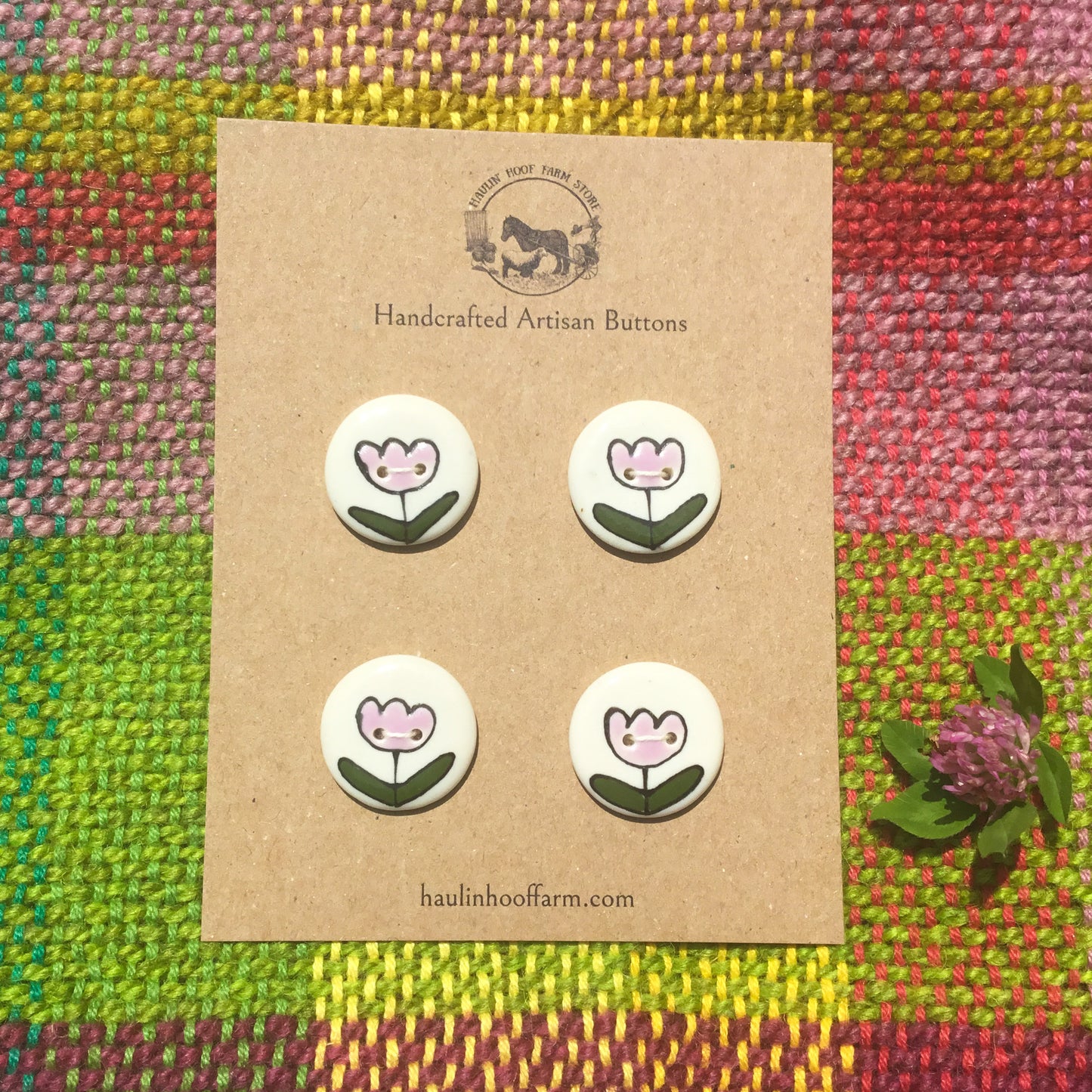 Purple Tulip Flower Porcelain Button Set - 1”