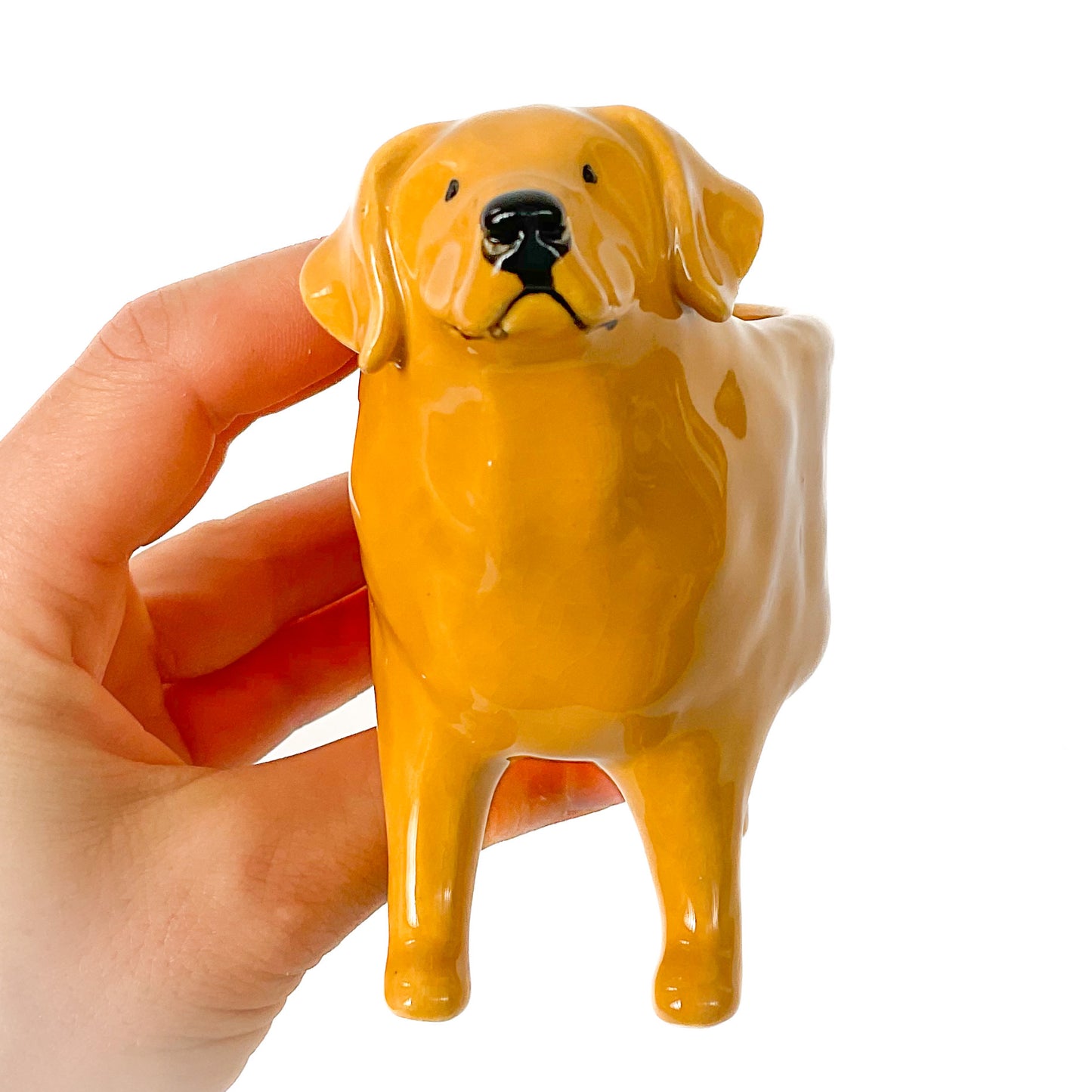 Golden Lab Dog Planter - Ceramic Dog Plant Pot