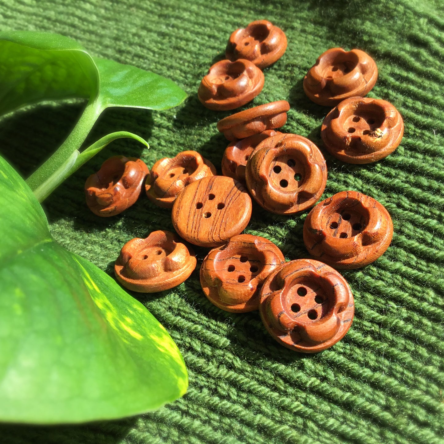‘Forest Flowers’ Mineral Cherry Wood Buttons  3/4”