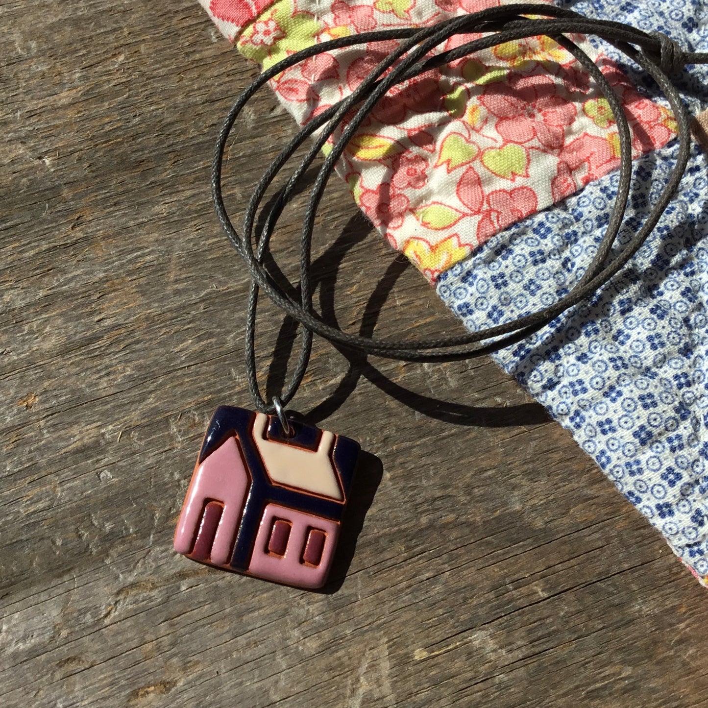 House Quilt Necklace