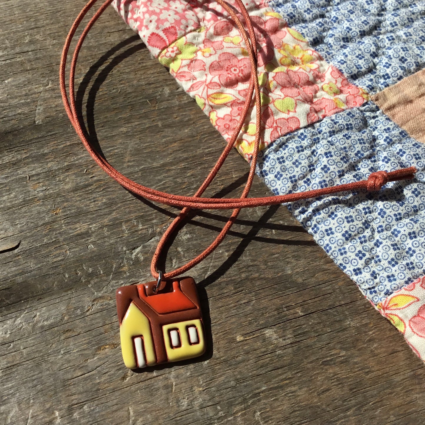 House Quilt Necklace